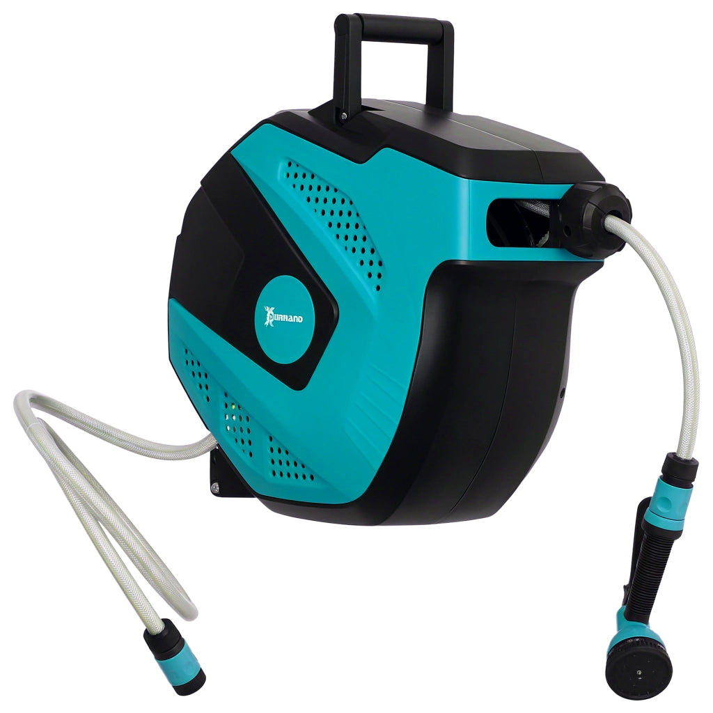 Avvolgitubo Automatico a Parete con 7 Modalit¨¤ di Irrigazione. in Plastica. 44x22.5x41 cm. Nero e Verde