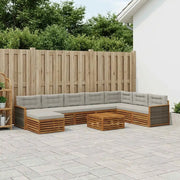Set di divani da esterno 9 pcs Naturale e Grigio Chiaro 3383739