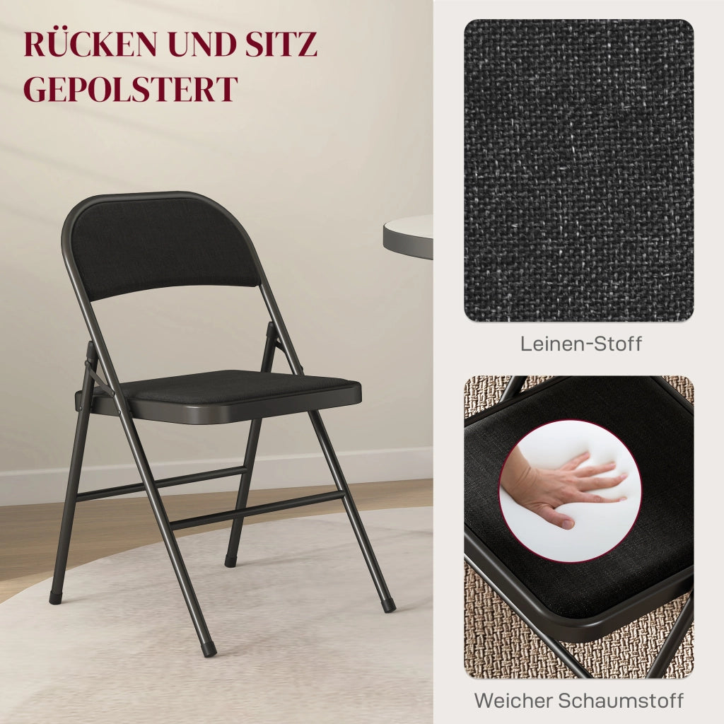 Set 4 Sedie Pieghevoli ¨C Minimal ¨C Metallo Nero