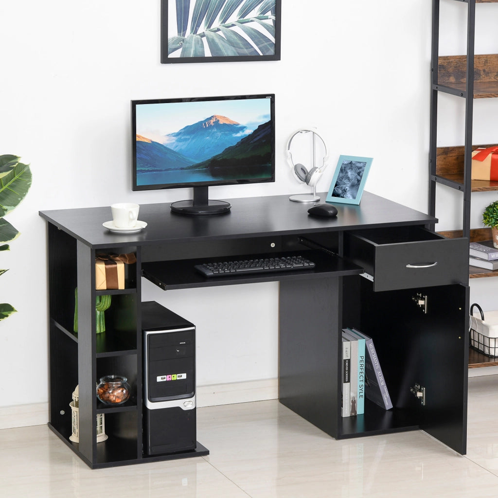 Scrivania per computer con cassetto e ripiano ¨C Minimal ¨C Nero 120x60x74 cm