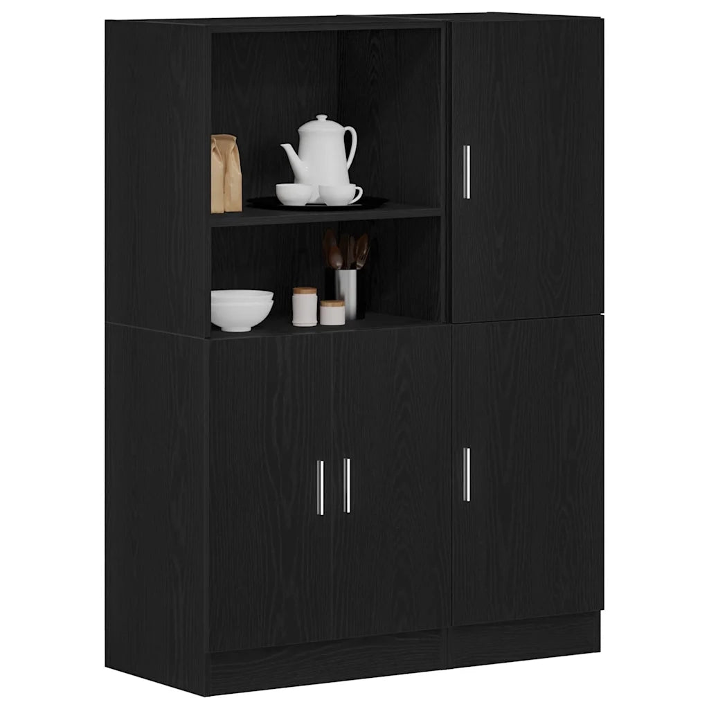 Set di Armadio pensile | Mobili da Cucina 2 pz Nero in Truciolato