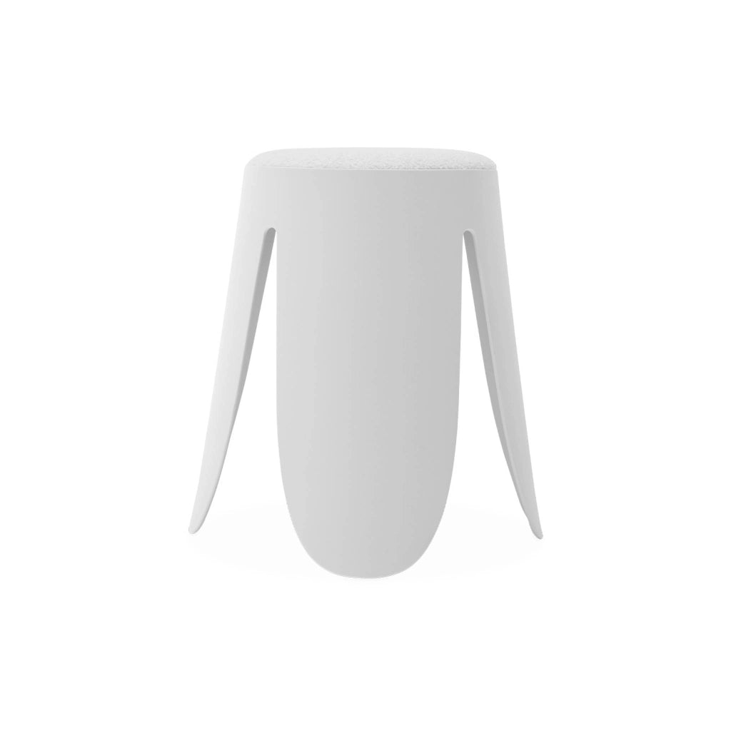 Set 4 sgabelli impilabili in bouclé, bianco