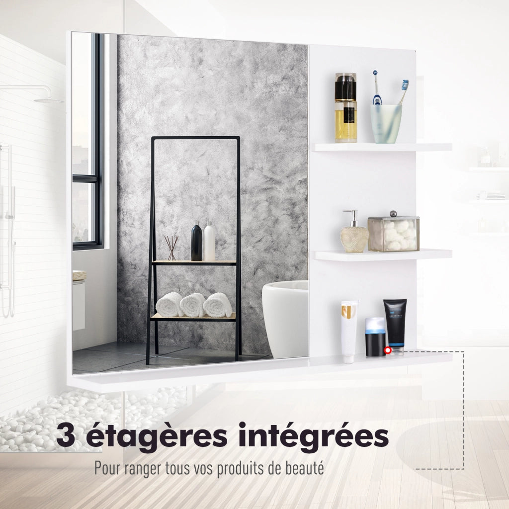 Specchio Bagno con Ripiani ¨C zephmum ¨C MDF Bianco 80x30x18