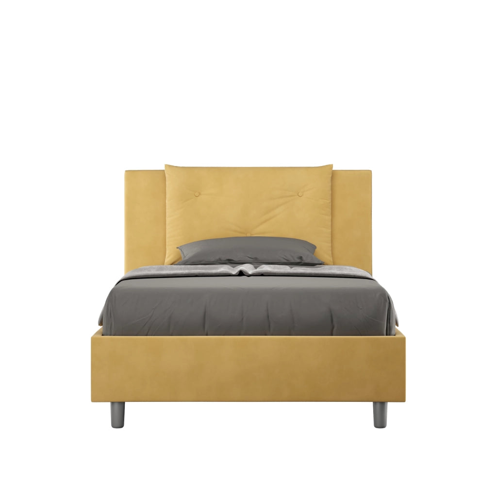 BS COM Letto singolo senza rete imbottito 100x190 microfibra ocra
