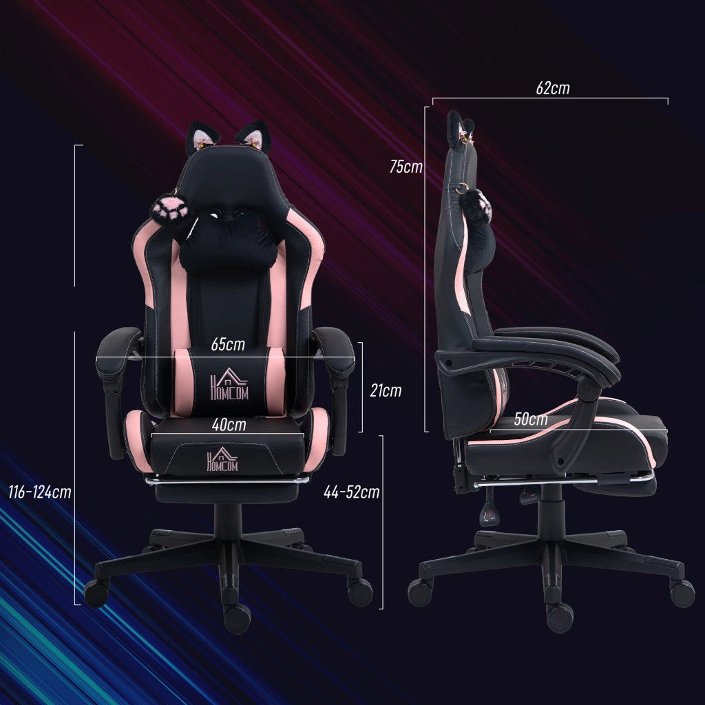 Poltrona da gaming con orecchie da gatto ¨C Minimal ¨C rosa/nera