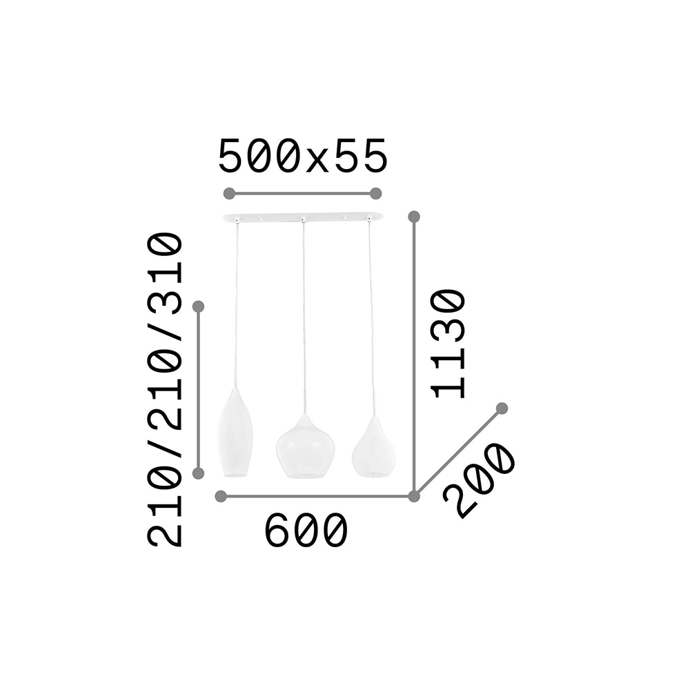 Sospensione Moderna Soft Metallo Bianco 3 Luci E14