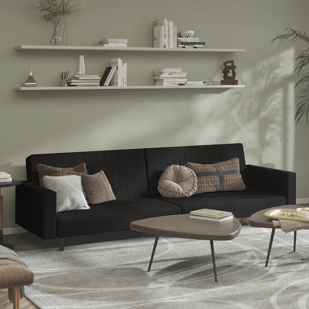 Divano letto | Sof¨¤ letto | Letto singolo a 2 Posti Nero in Velluto
