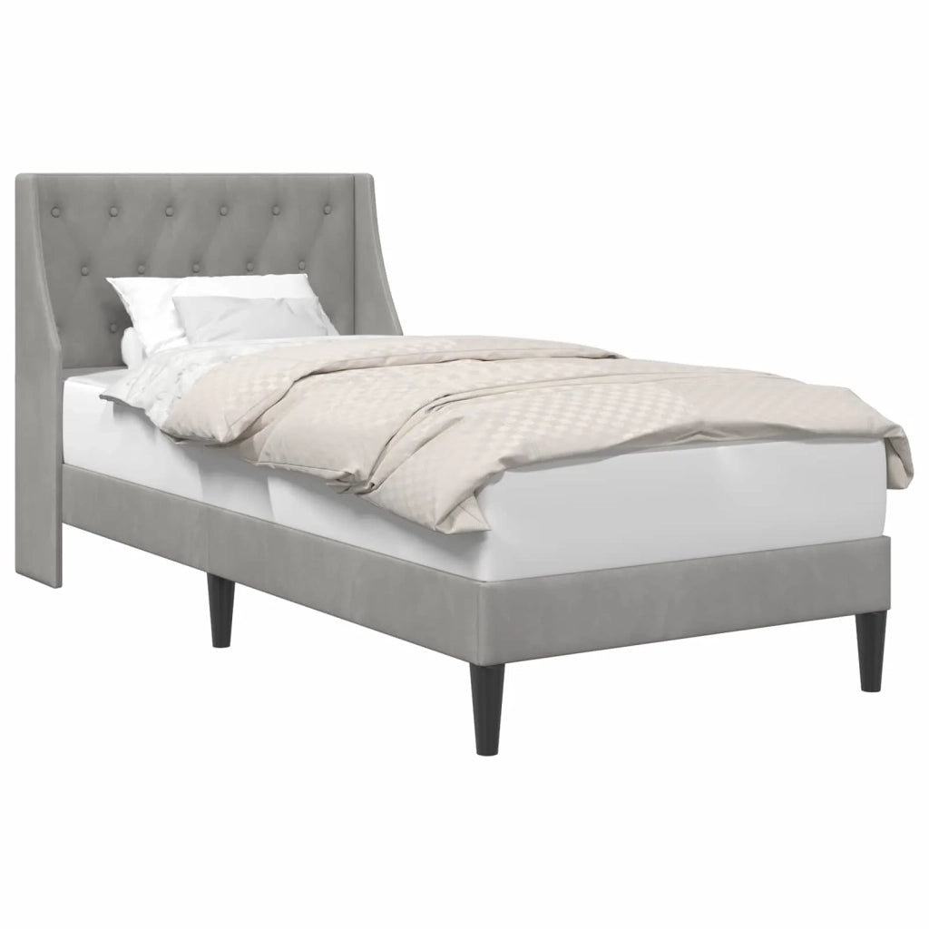 Struttura del letto-Giroletto Grigio chiaro 90 x 190 cm Velluto 514066