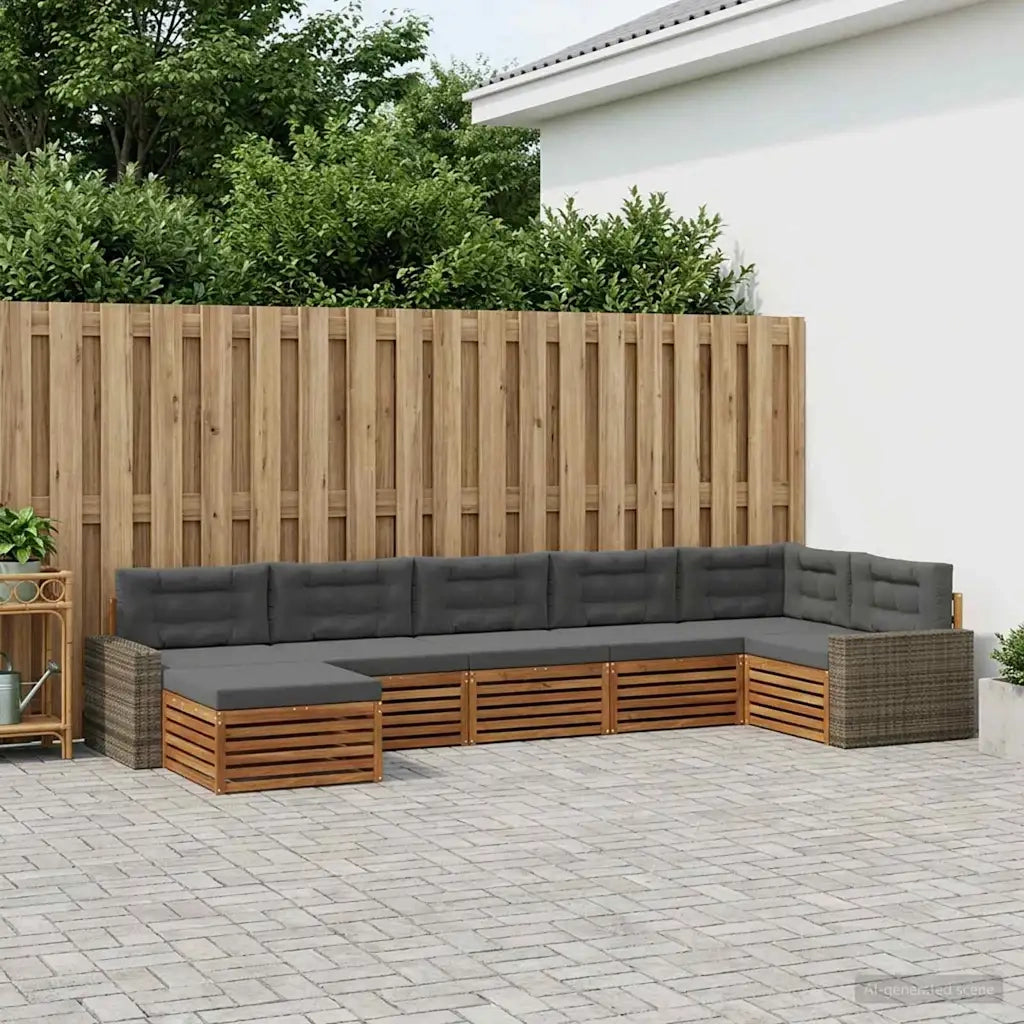 Set di divani da esterno con cuscino 7 pcs Naturale e Antracite 3383640