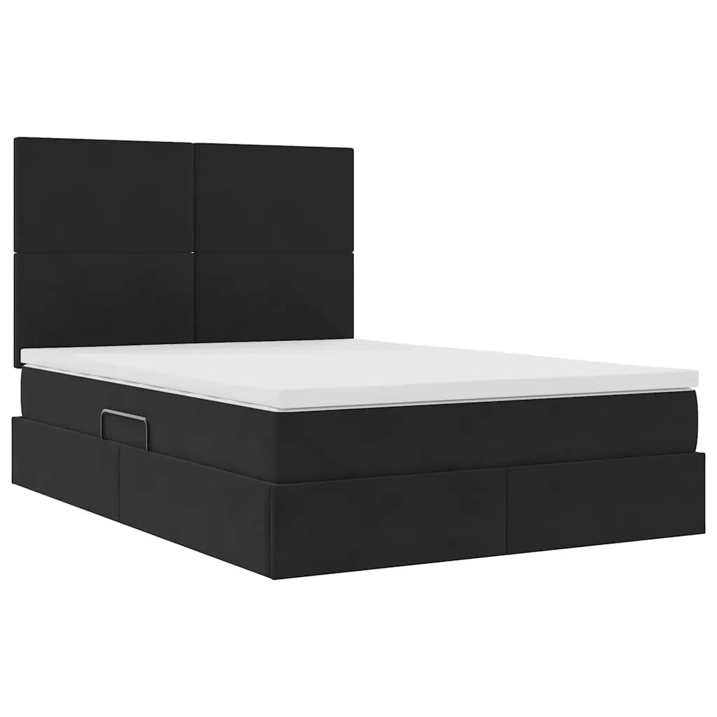 Letto con contenitore e LED con led Nero 140 x 190 cm Velluto 3372605