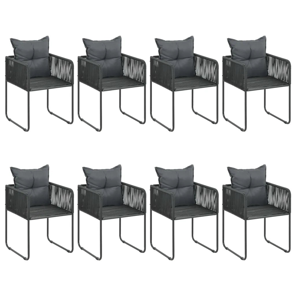 Set da Pranzo da Giardino 9 pz in Rattan PVC Nero e Marrone 3060111