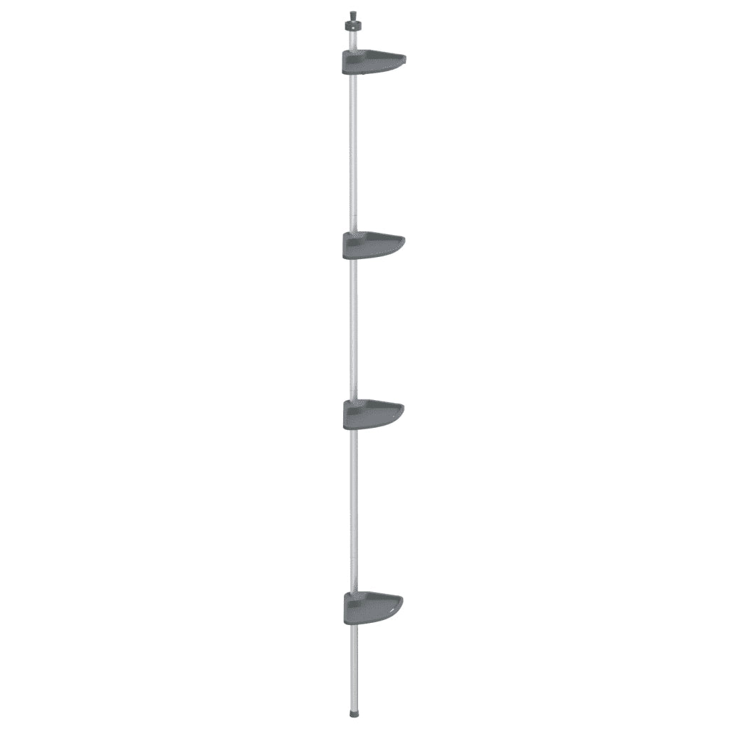 Supporto Doccia Telescopico con 4 Ripiani in Alluminio Argento 344382