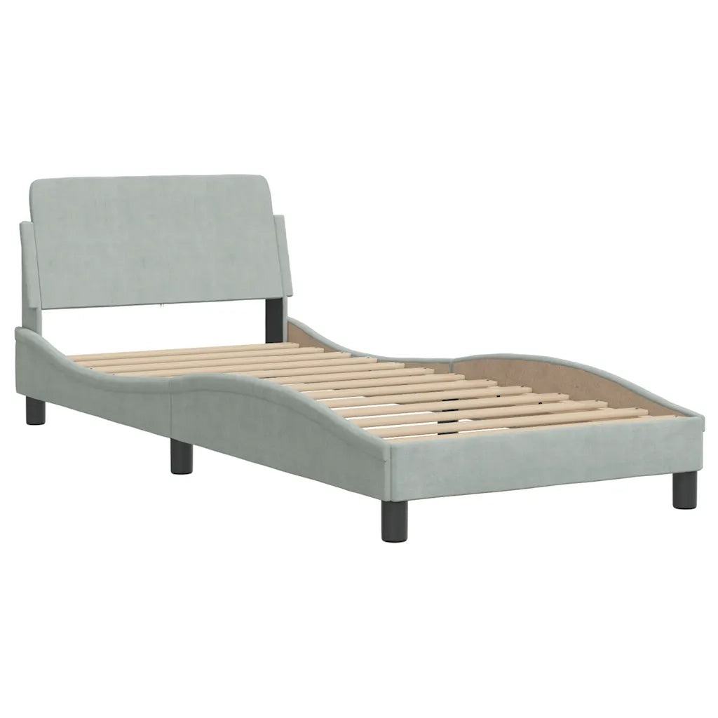 Struttura letto Dover Grigio Chiaro 90x190 cm in Velluto 373320