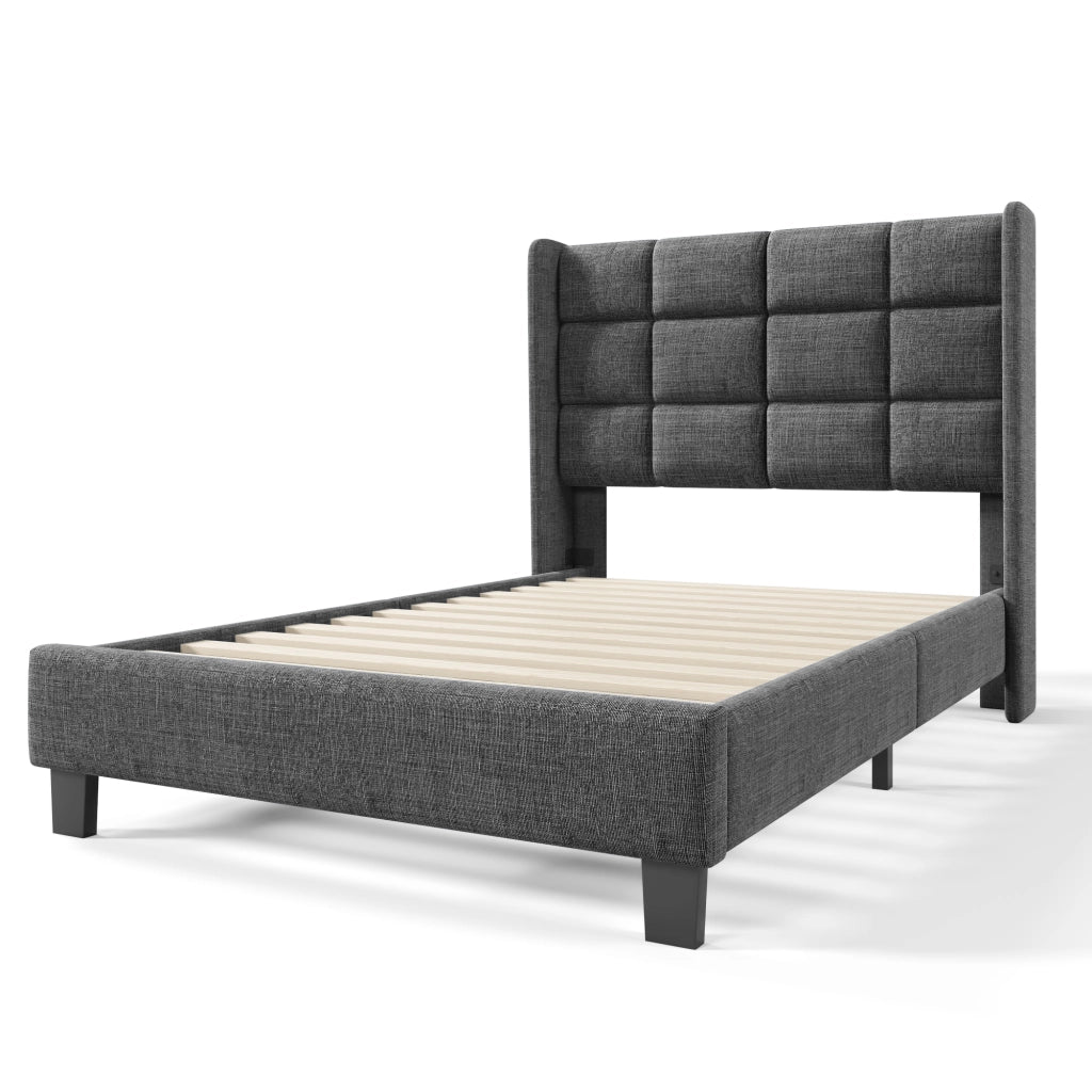 letto imbottito lino grigio 90x200 cm
