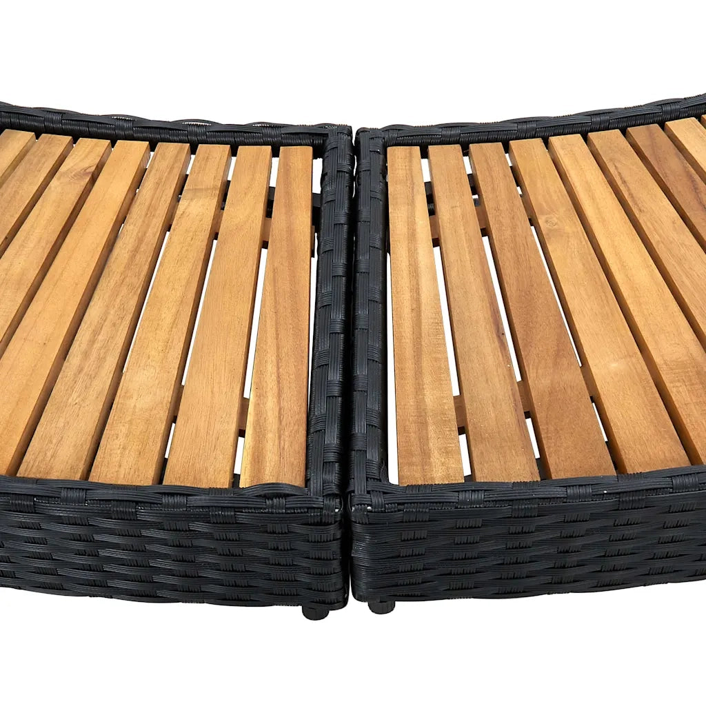 Bordo Spa Nero in Polyrattan e Legno d'Acacia CFW2707002