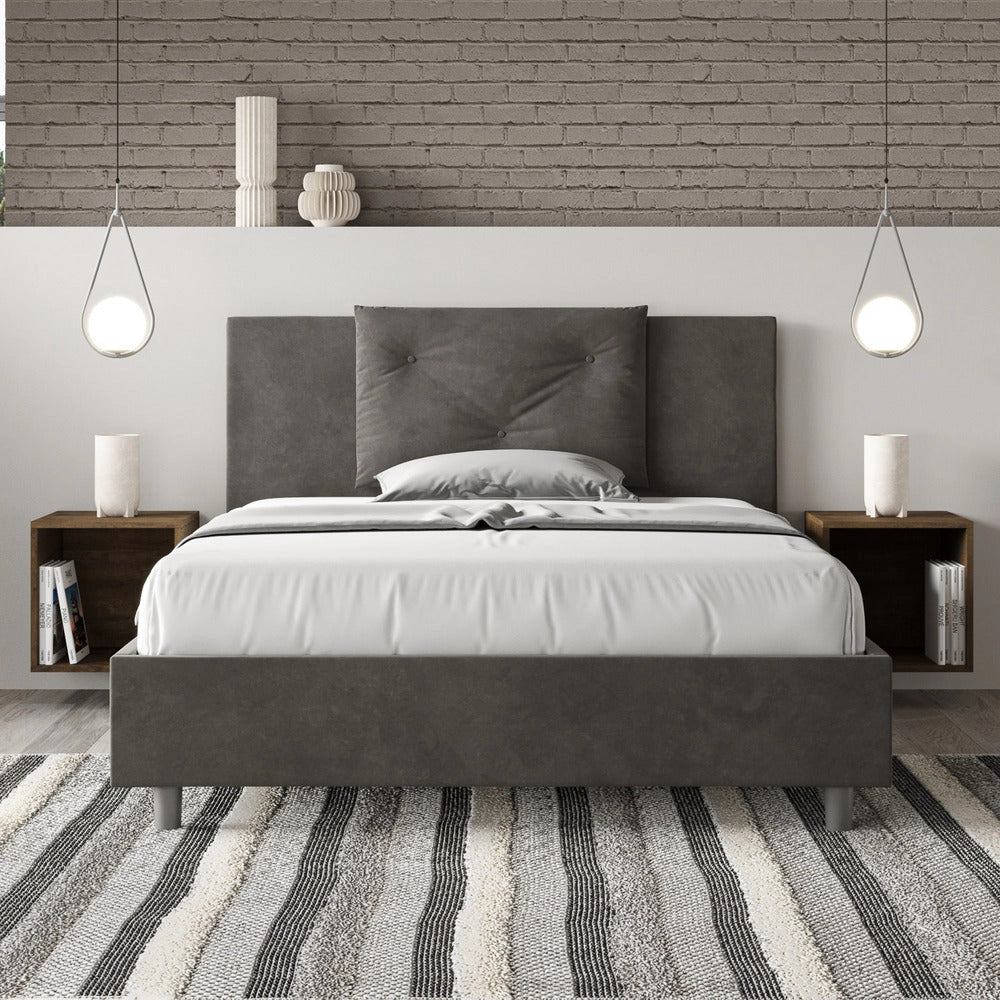 Letto Matrimoniale Large 180x200 cm con Rete Appia Grigio