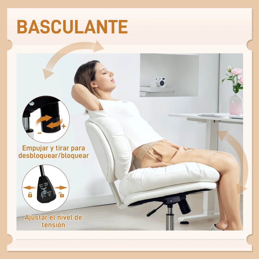 Sedia da Ufficio Girevole con Schienale Alto ¨C Xylo ¨C Bianco, Seduta Imbottita, Altezza Regolabile