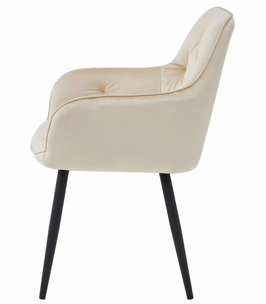 Sedia da pranzo Valora LUKK - Velluto beige con gambe nere x1