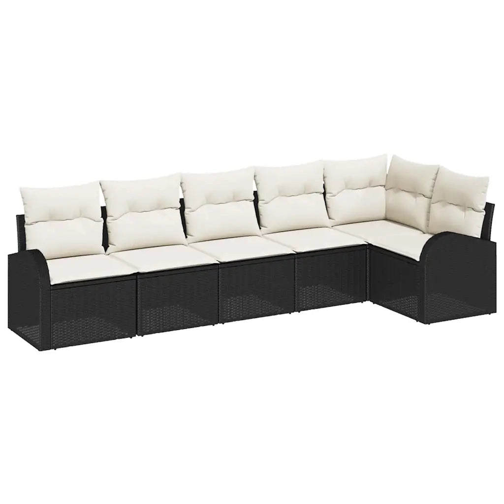 Set Divano da Giardino con cuscino 6 pcs Nero Poly Rattan 3346057