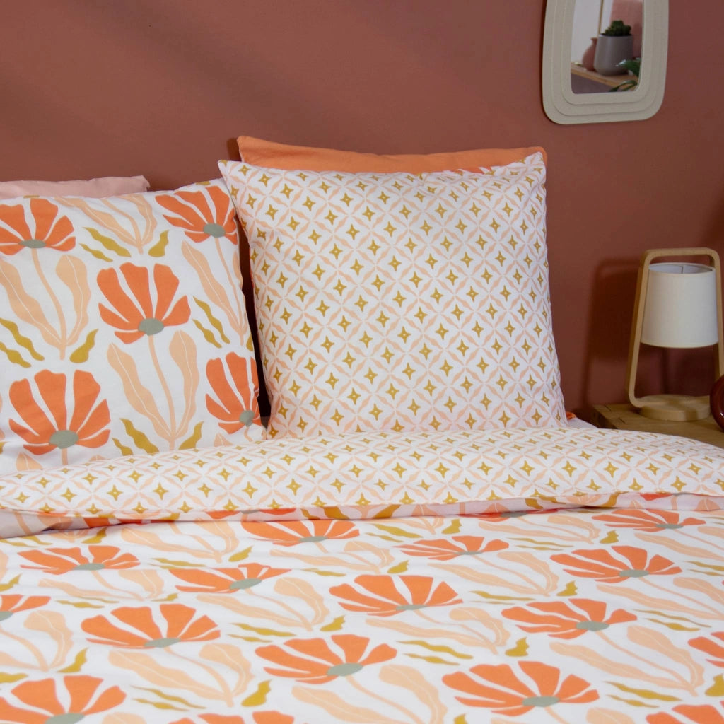 Set biancheria da letto reversibile con stampa floreale, 2 posti