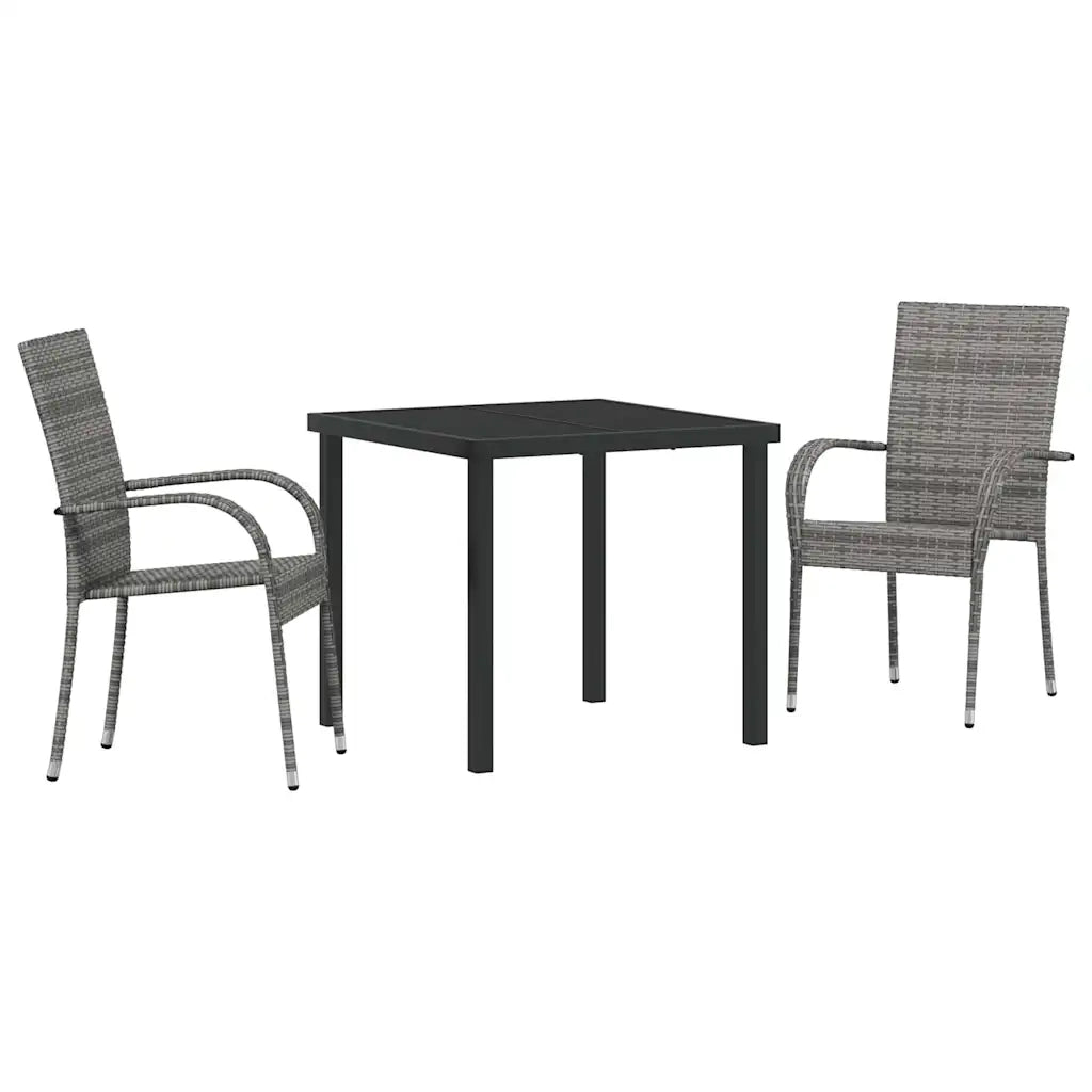Set da Pranzo per Giardino 3 pcs Grigio