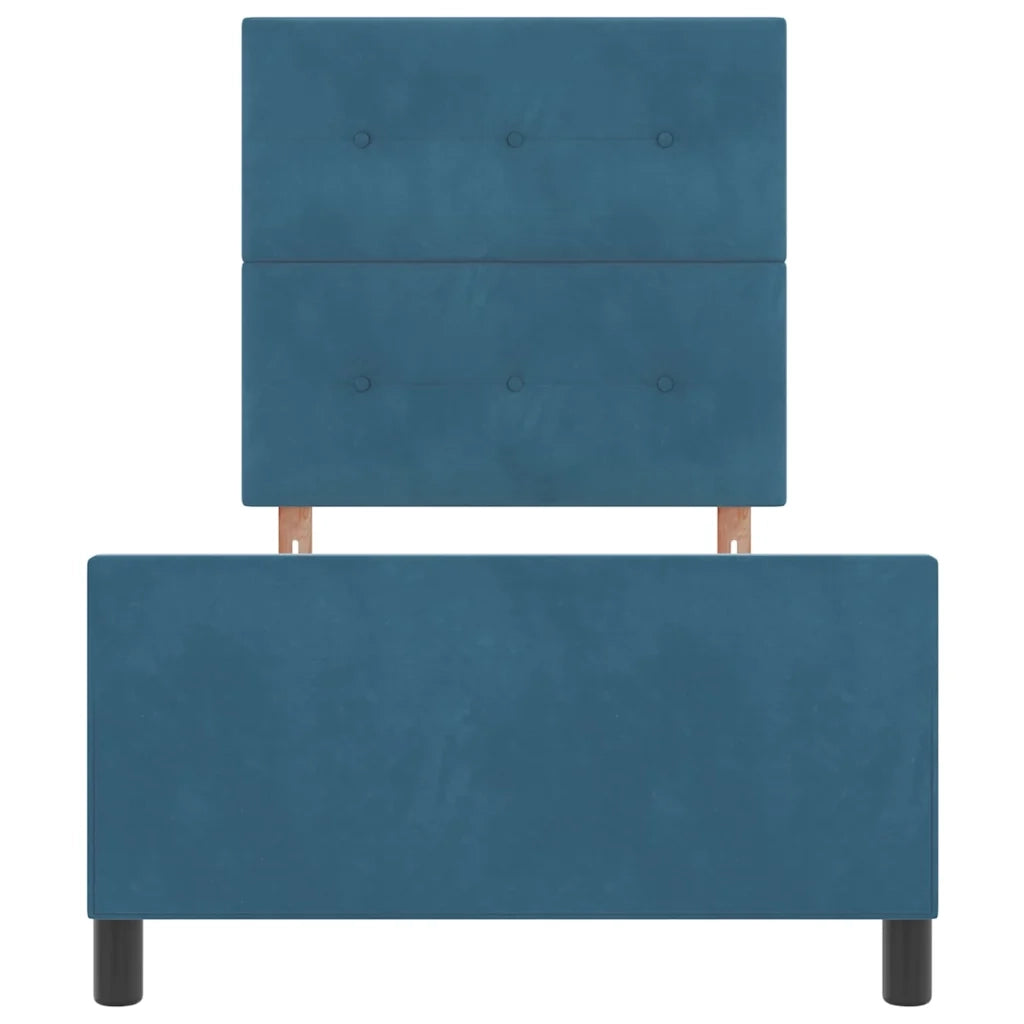 Letto a molle con testiera Blu Scuro 100 x 200 cm Velluto