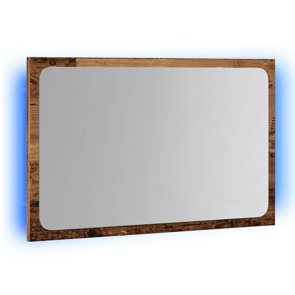 Specchio da Bagno | Specchio decorativo con Luci LED Legno Antico 60x8,5x38 cm