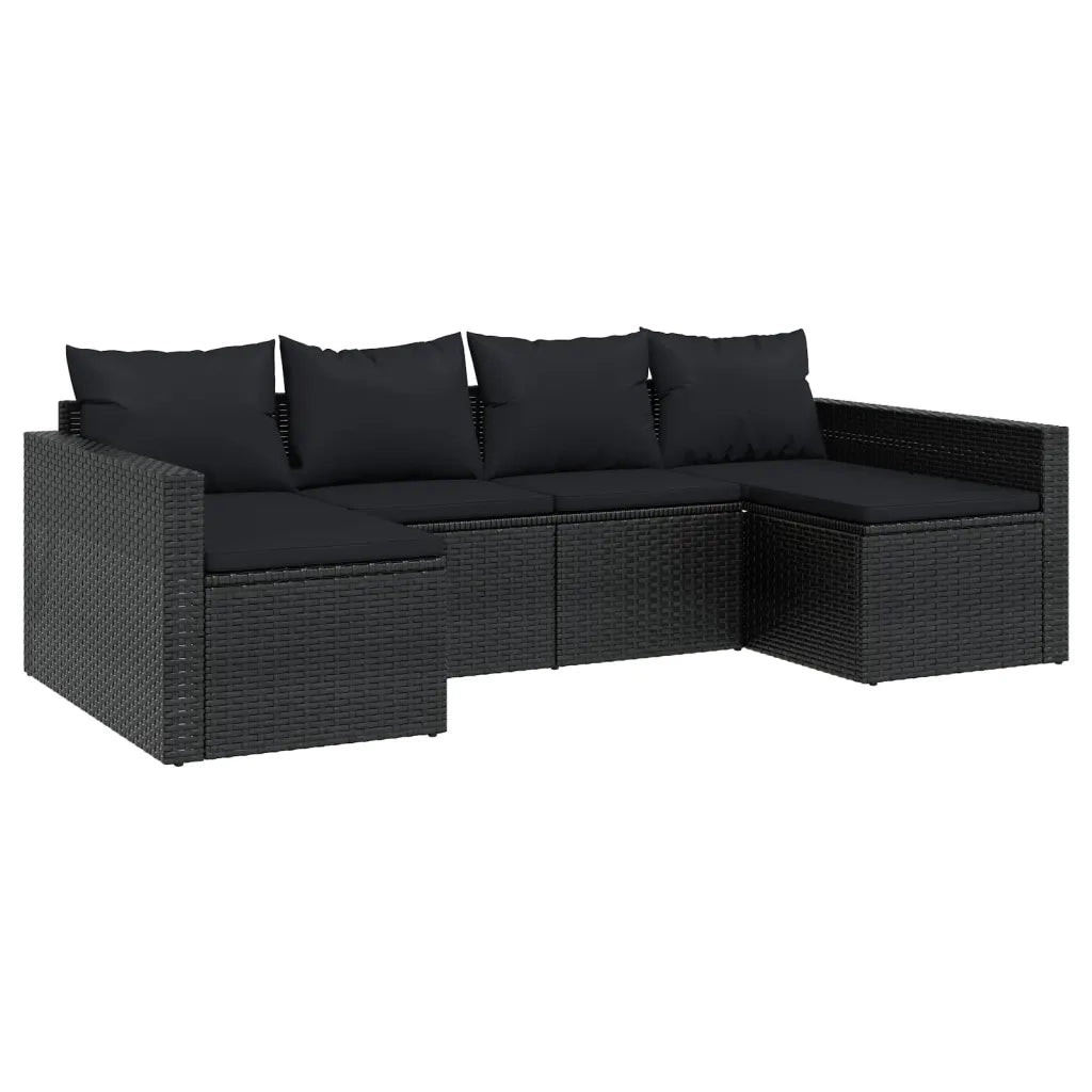 Set da Giardino 2 pz con Cuscini Nero in Polyrattan 362345