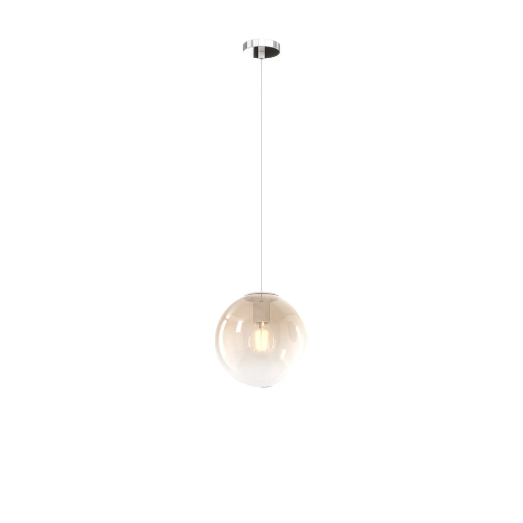 Sopsensione Moderna Big Eclipse Metallo Cromo Vetro Ambra 1 Luce E27 D20