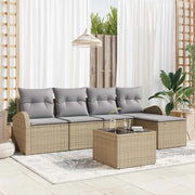 Set Divano da Giardino 6 pcs Beige polyrattan 3346010