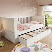 Divano letto con cassettoni in legno 90x200 cm