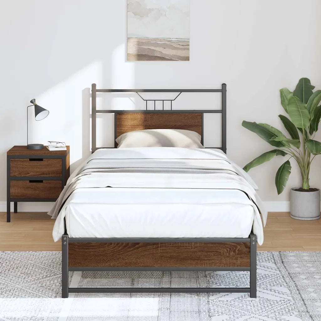 Giroletto senza Materasso-Struttura Letto Rovere Marrone 80x200cm in Truciolato 966552