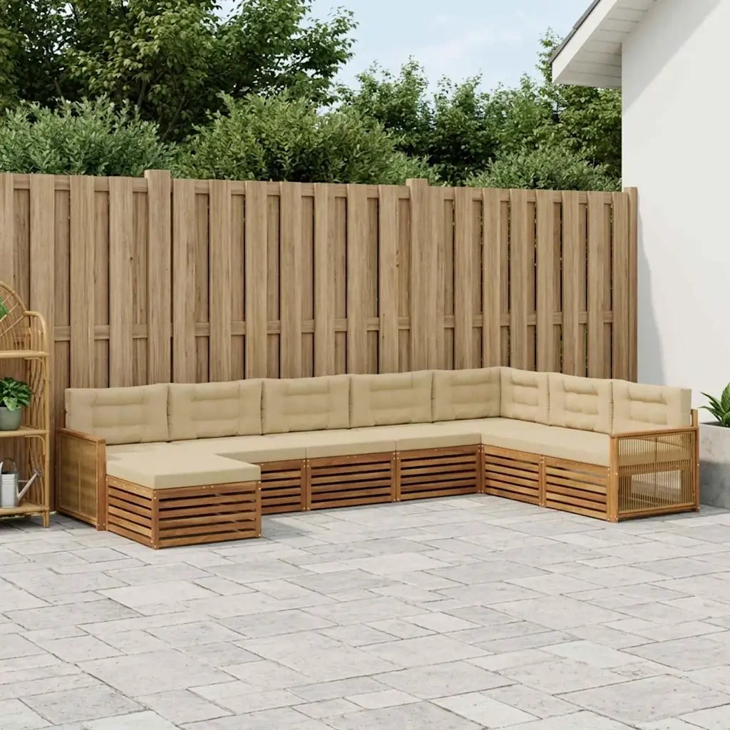Set di divani da esterno con cuscino 8 pcs Naturale e Beige 3383721
