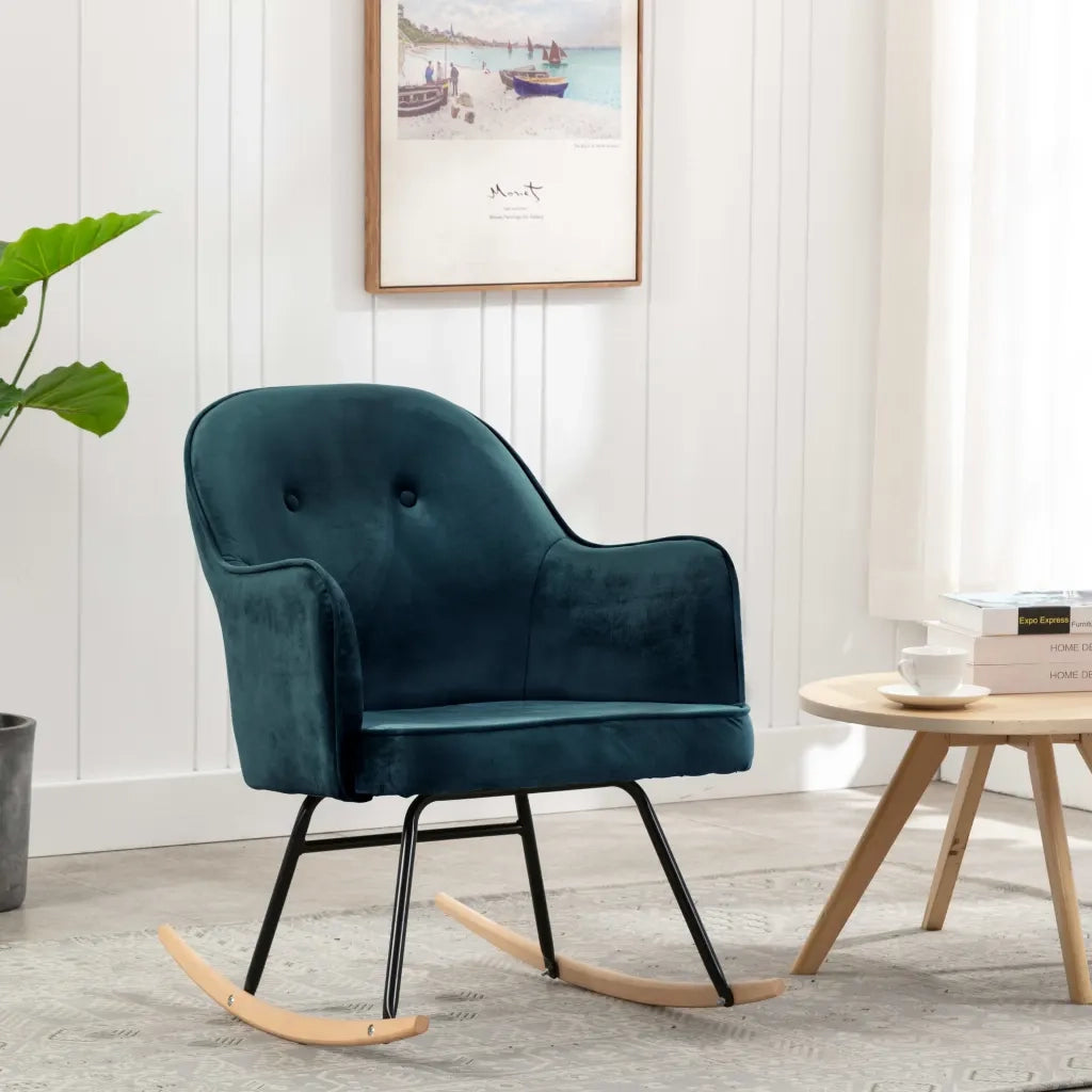 Sedia a Dondolo Blu in Velluto 289518