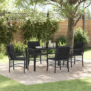 Set da Pranzo per Giardino con cuscino 5 pcs Nero polyrattan