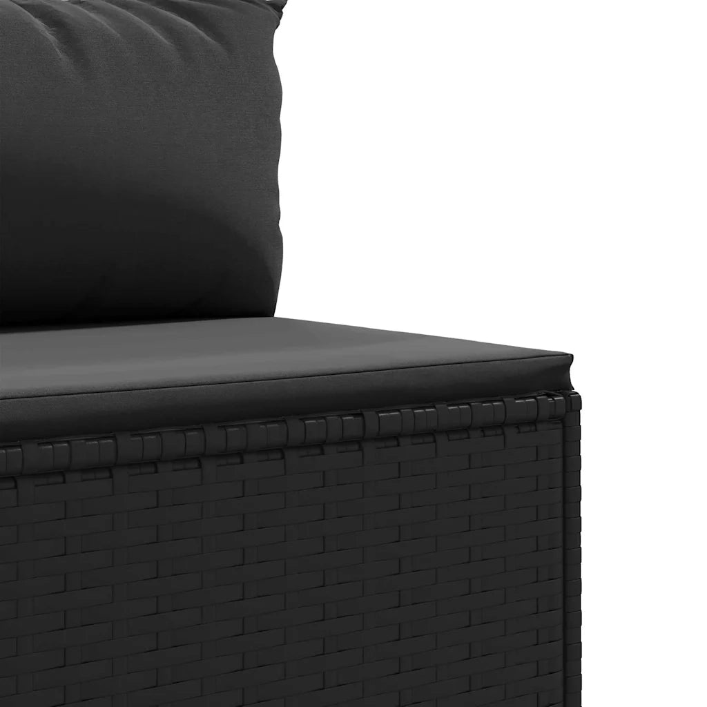 Set Divani da Giardino 4 pz con Cuscini Nero in Polyrattan 3308075