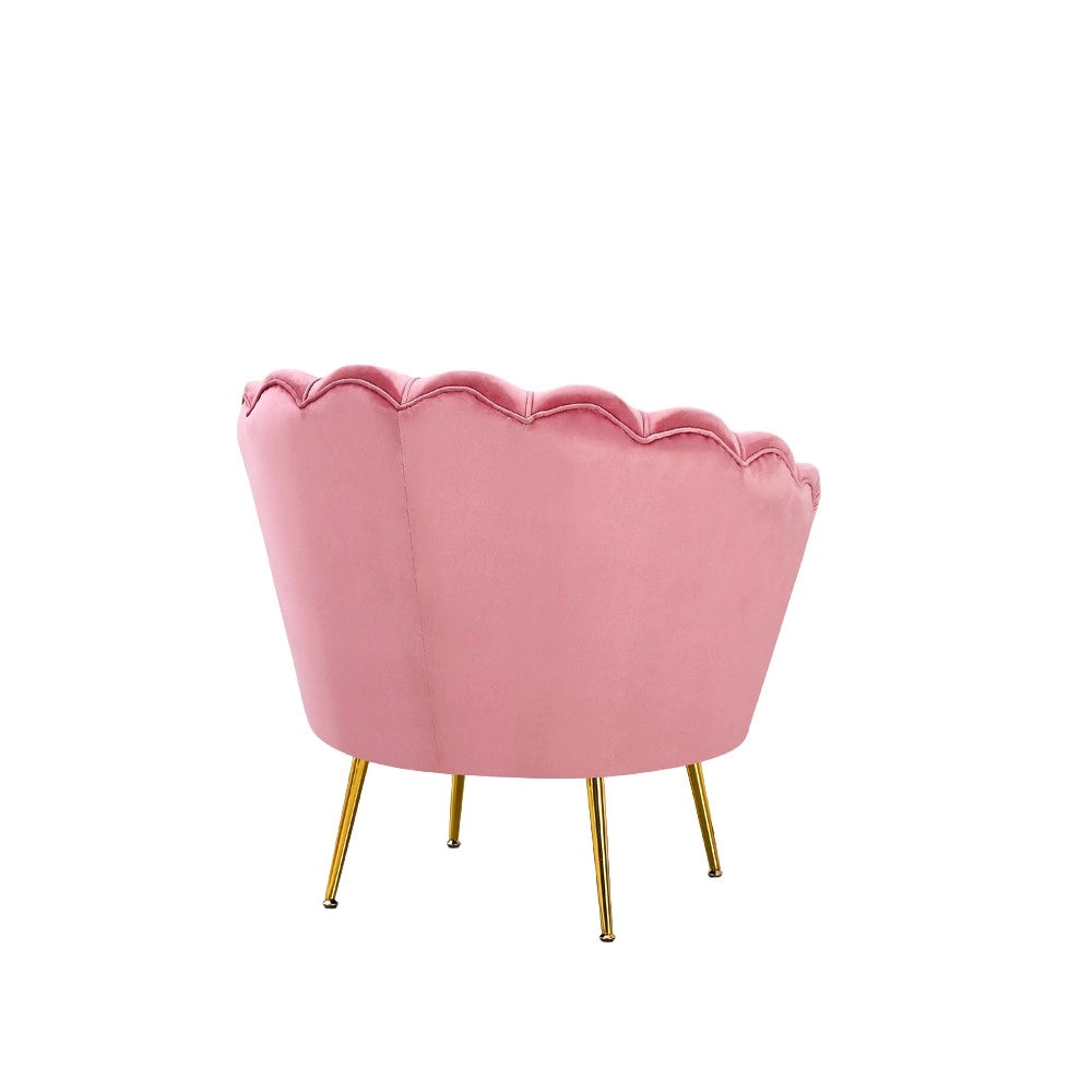 Poltrona Orel a Conchiglia in Velluto Rosa – Design Elegante e Avvolgente
