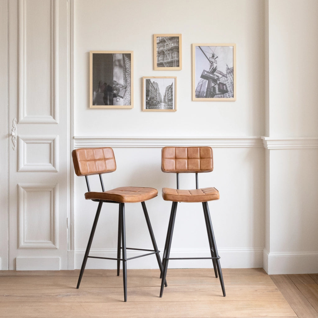Set di 2 sgabelli da bar FERNAND in similpelle cognac