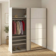 Guardaroba 2 ante Cerreto, Mobile camera da letto, Cabina armadio portabiti, Armadio appendiabiti, 182x64 h202 cm, Bianco