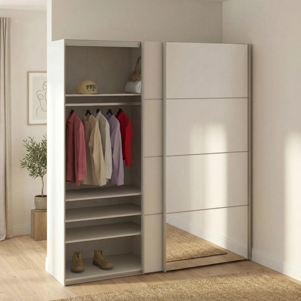 Guardaroba 2 ante Cerreto, Mobile camera da letto, Cabina armadio portabiti, Armadio appendiabiti, 182x64 h202 cm, Bianco