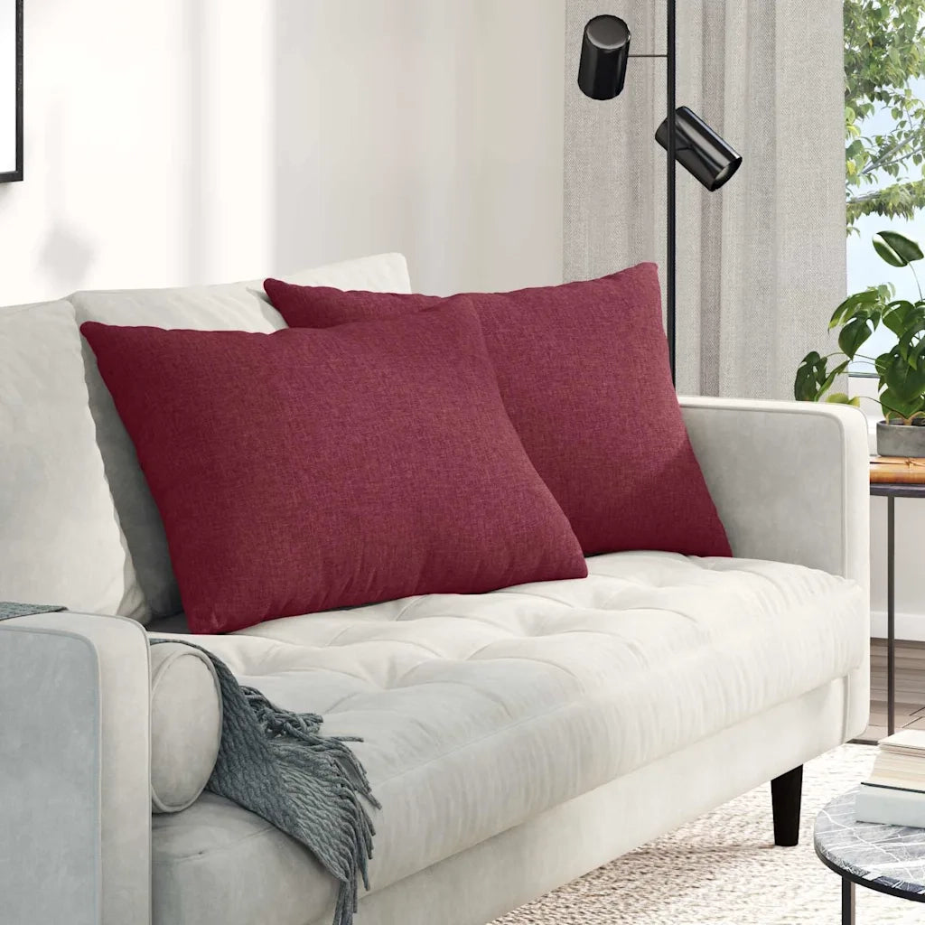 Cuscini da Divano 2 pz | Cuscini per sedie Rosso Vino 70 x 50 cm Tessuto