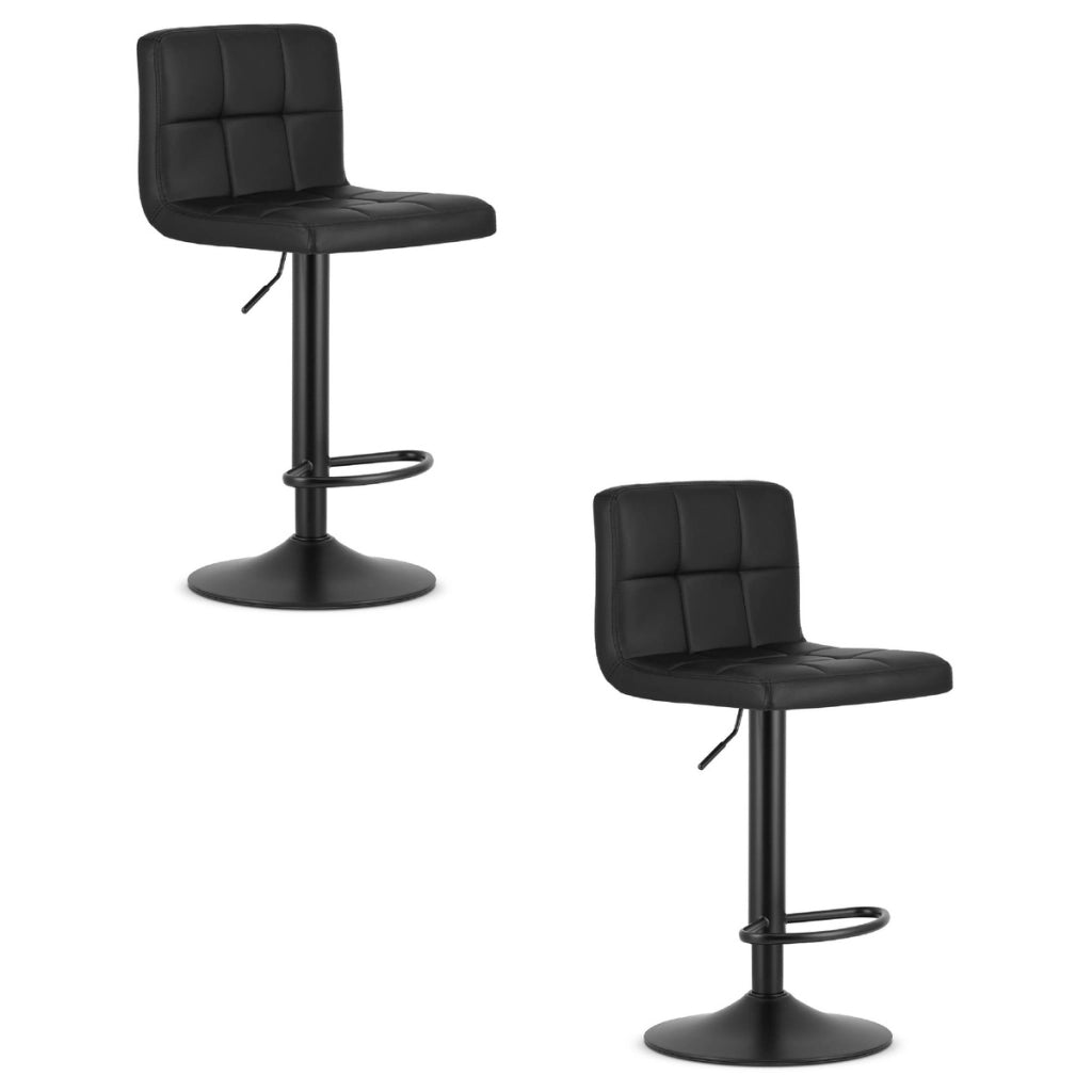 Set di 2 sgabelli bar PROT girevoli in ecopelle nera