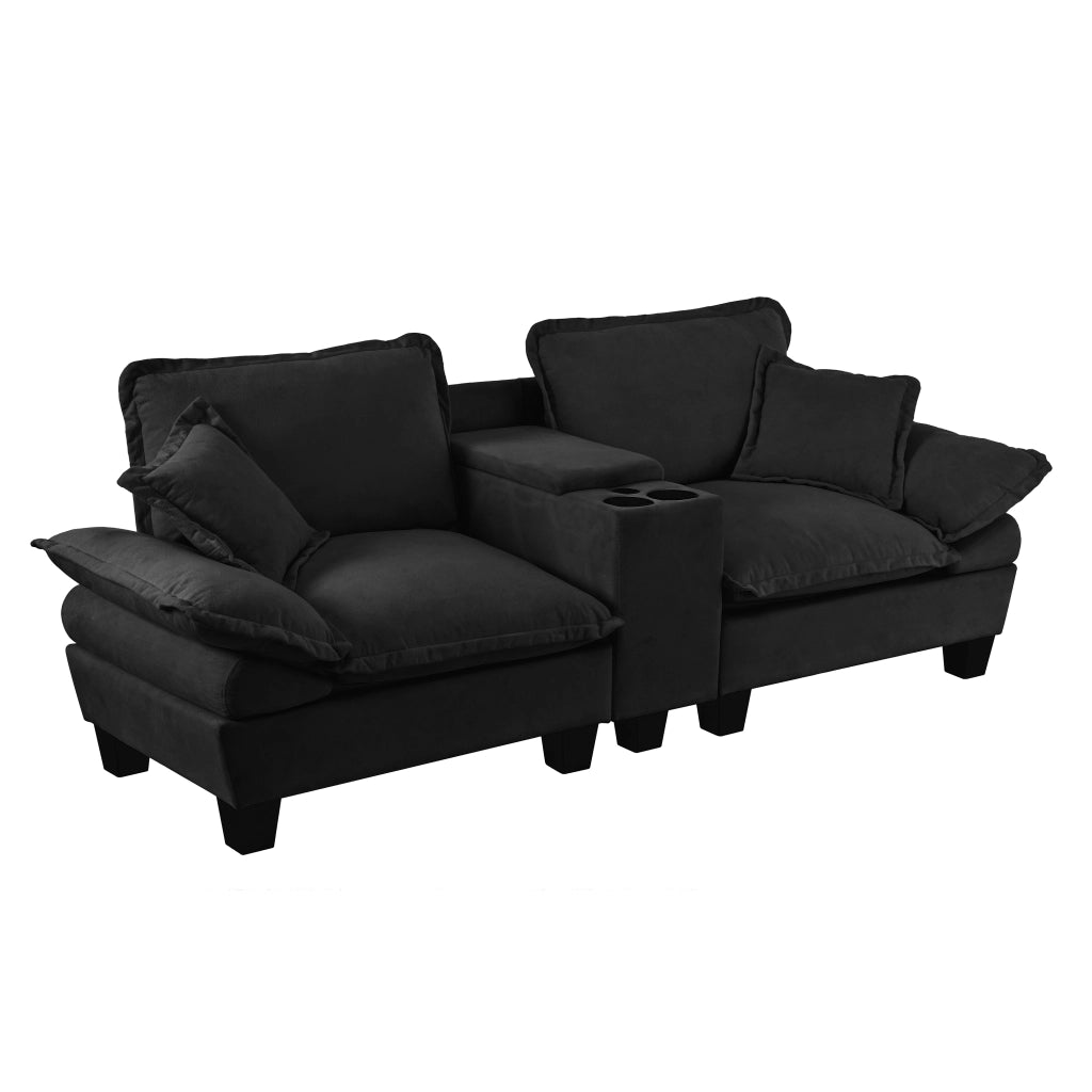 Divano Modulare con Contenitore e Cuscini ¨C MINIMAL ¨C Chenille, Nero