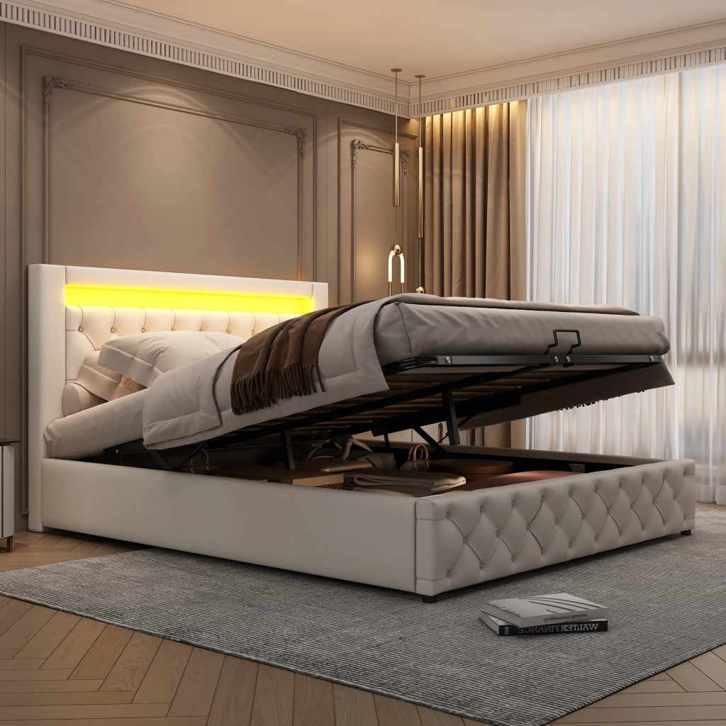 letto imbottito pu bianco 142 x 207 cm