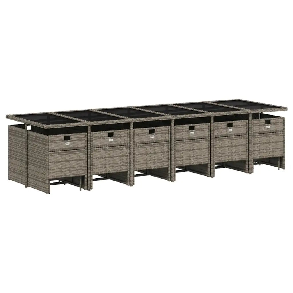Set da pranzo da giardino da 17 pz con Cuscini in Polyrattan Grigio 3277776