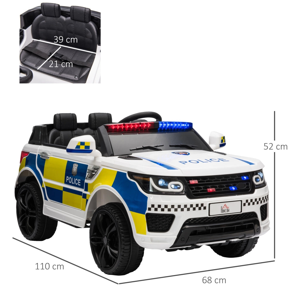 Auto Bambini Polizia Elettrica ¨C Minimal ¨C Bianco 110x68x52cm