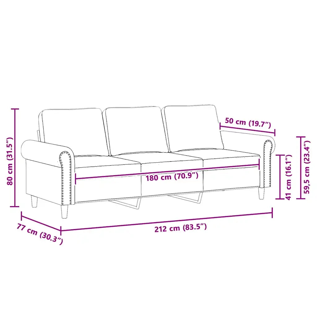 Divano a 3 Posti rosa 180 cm in Velluto 359542
