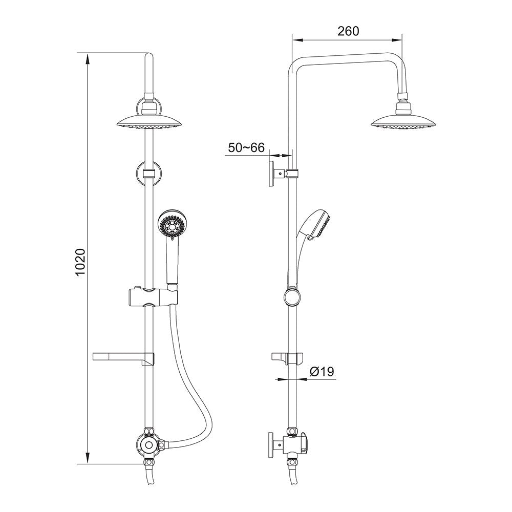 Colonna doccia tonda Cromato CARBONIA