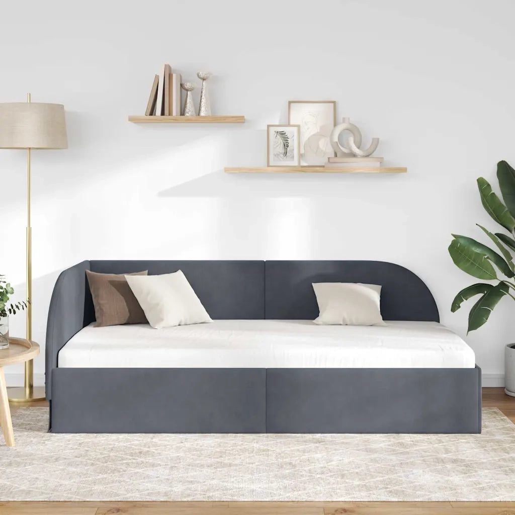 Cornice del letto ad angolo Grigio scuro 90 cm x 200 cm Velluto 42016647