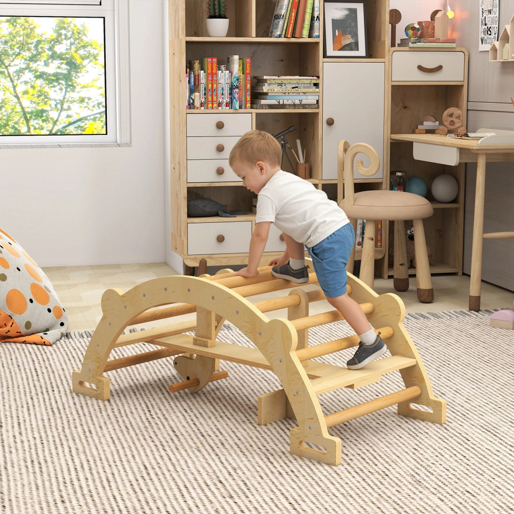 Struttura da arrampicata Montessori 2 in 1 ¨C Xylo ¨C legno naturale 110x52x45 cm per bambini 2-4 anni